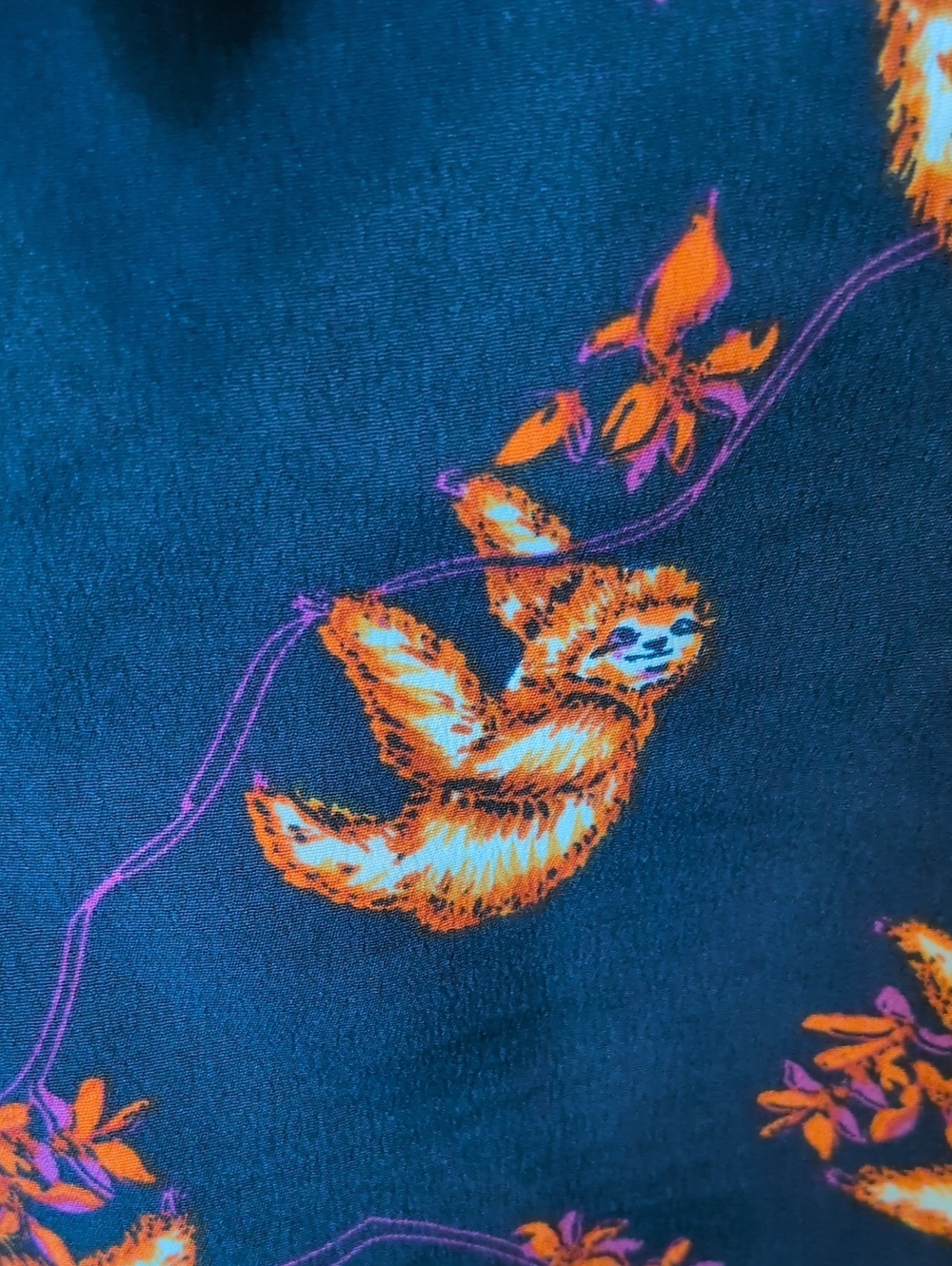 ModCloth Navy Sloth-Print Blouse with White Collar - Picture 3 of 5